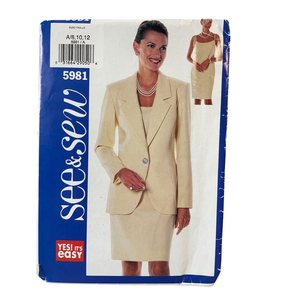 Butterick Sewing Pattern Misses 8 10 12 See & Sew 5981 Jacket Dress Uncut FF